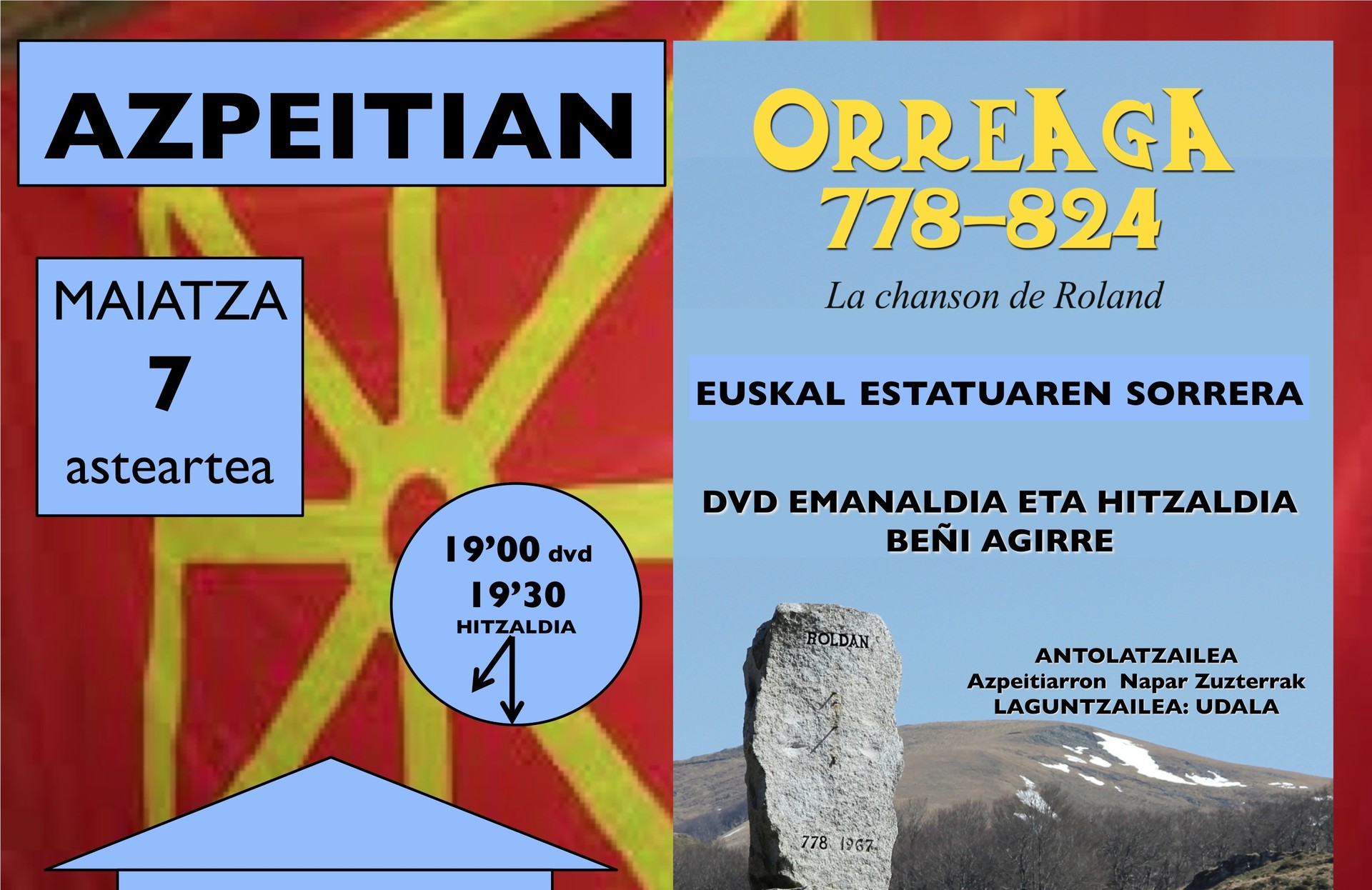 'Orreaga 778-824. La chanson de Roland' dokumentala eta Beñi Agirreren hitzaldia 