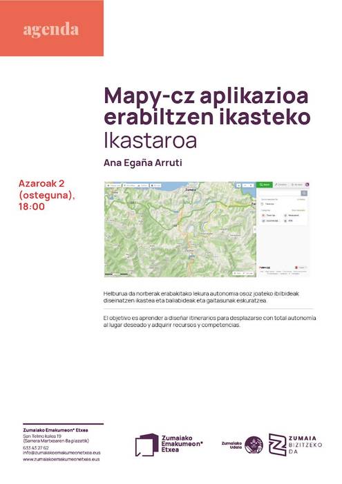 Mapy.cz aplikazioa erabiltzen ikasteko ikastaroa