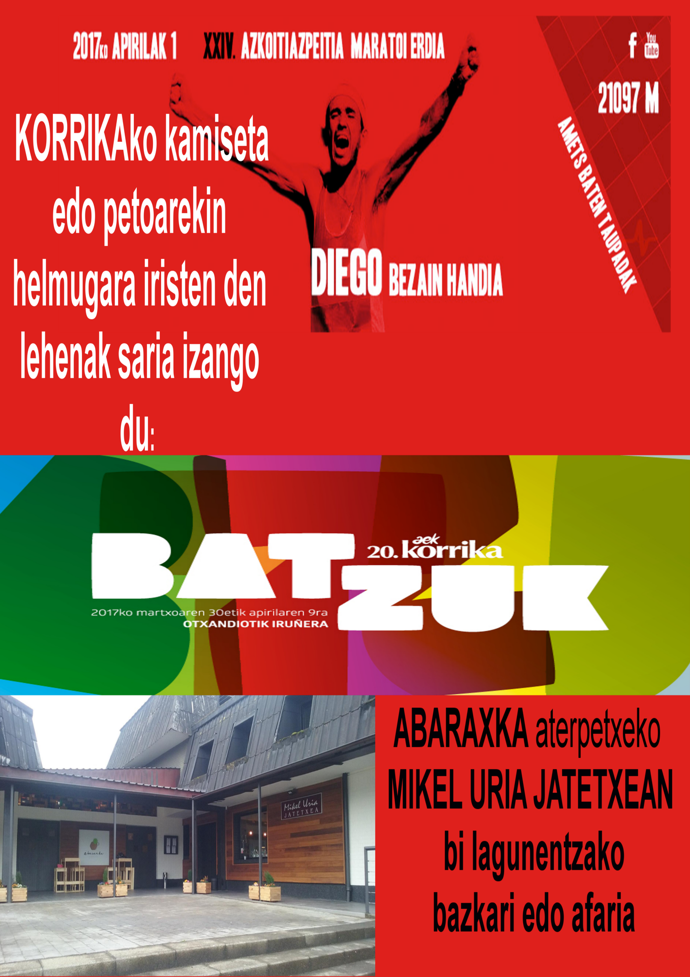 Jantzi Korrikako kamiseta Azkoitia-Azpeitia lasterketan