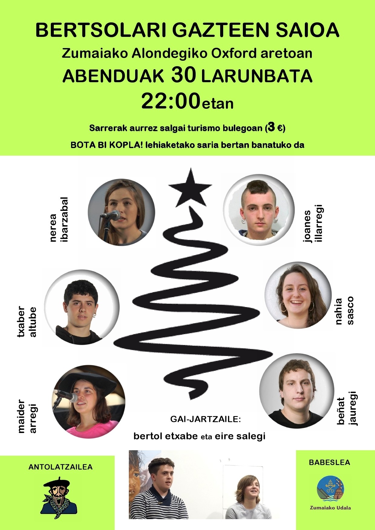 Bertsolari gazteak hilaren 30ean Alondegian