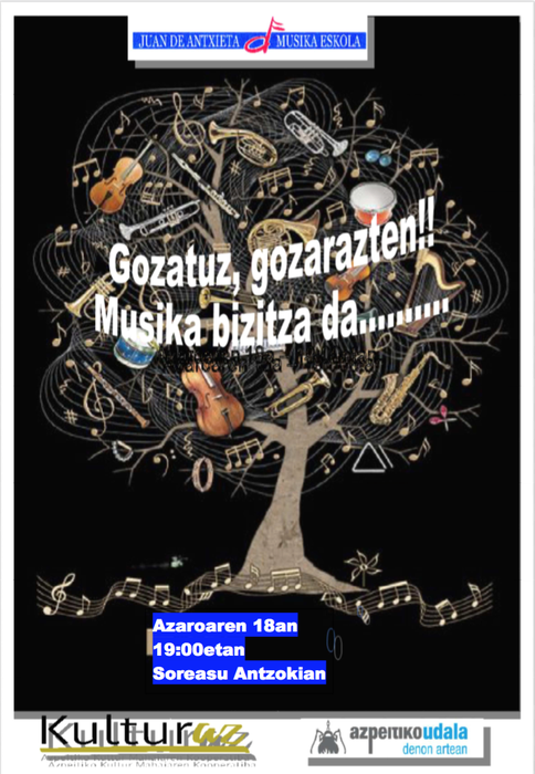 Juan Antxieta musika eskolako ikasleek Santa Zezilia eguneko jaialdia