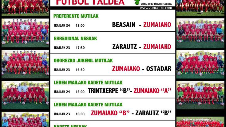 ​Astebukaerako Zumaiko Futbol Taldearen partiduak  