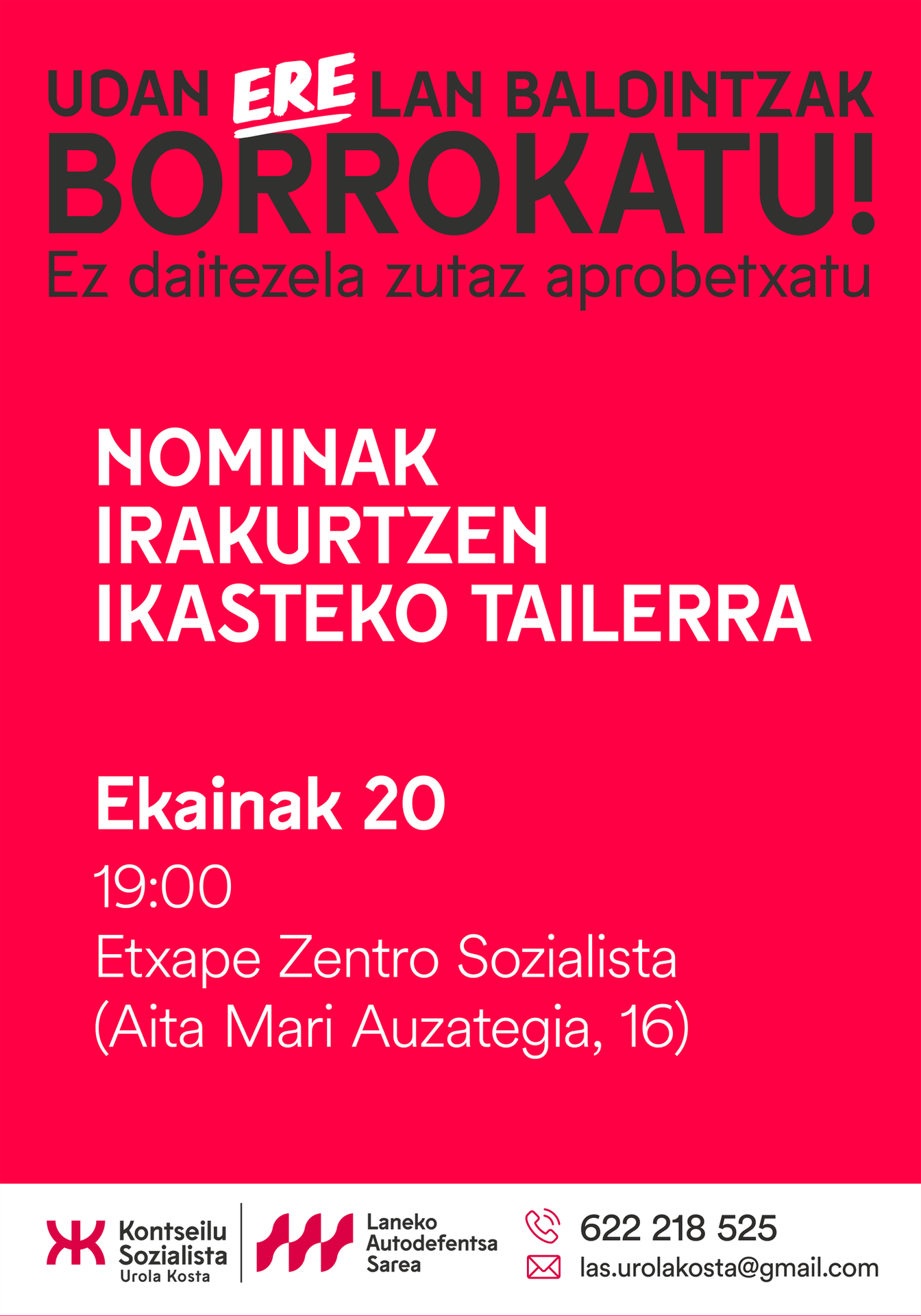 Nominak irakurtzen ikasteko tailerra, bihar Etxapen