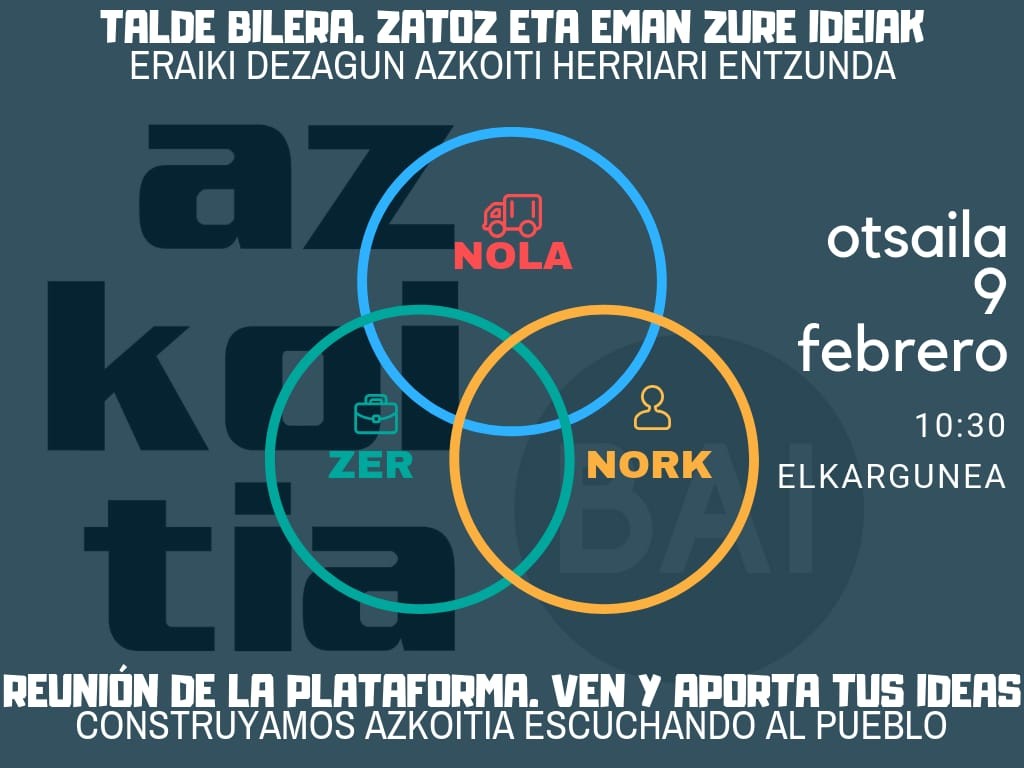 Azkoitia Baik talde bilera egingo du, zapatuan