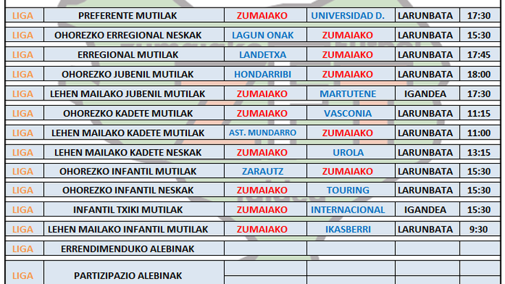 Asteburuko partidak Aita Mari futbol zelaian