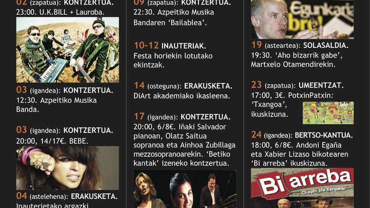 Sanagustin kulturguneko otsaileko agenda. Asteburu ...