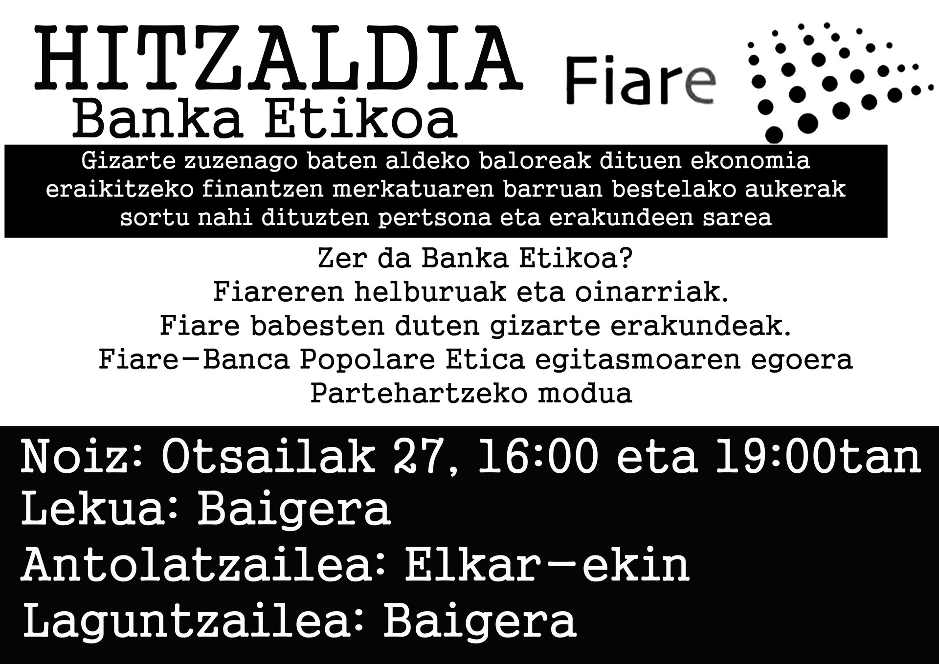 Banka etikoari buruzko hitzaldiak, gaur