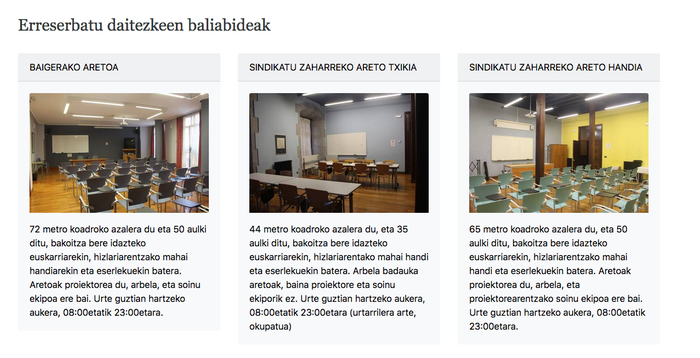 Internet bidez egin ahalko dira Sindikatu Zaharreko eta Baigerako gelen erreserbak