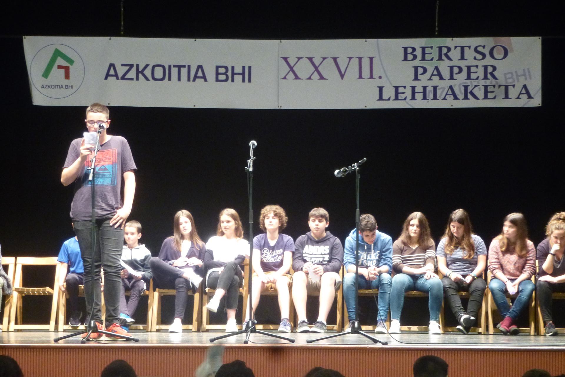 Azkoitia BHIko XXVIII.bertso-paper sariketa