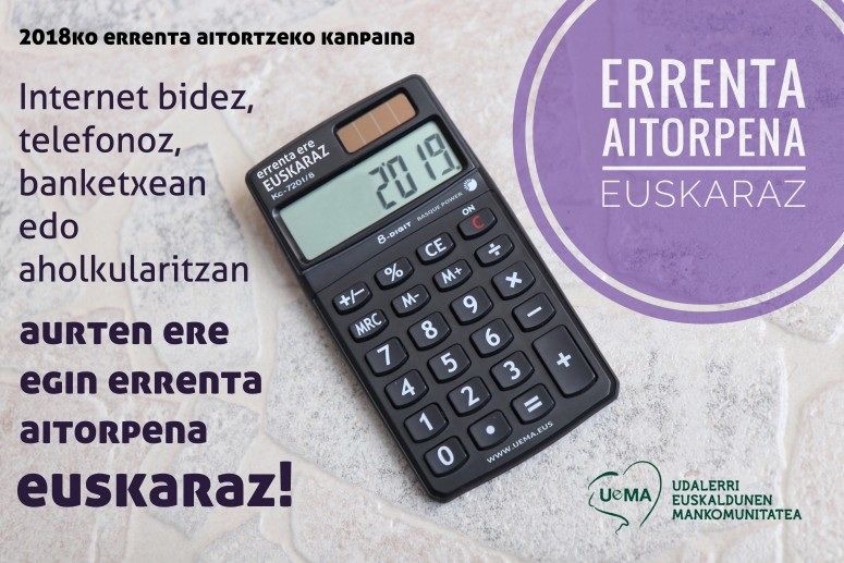 Errenta aitorpena euskaraz egiteko deia egin dute Udalak eta Uemak