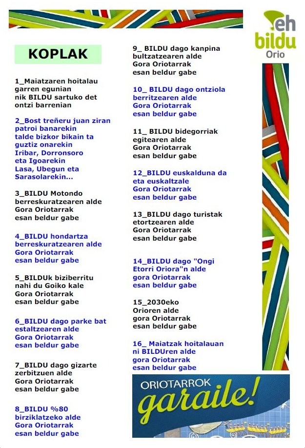 “ORIOren ETORKIZUNERAKO EZINBESTEKOAK DIREN GAKOAK