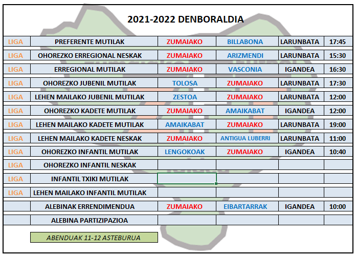 Asteburu honetako futbol partiden ordutegia