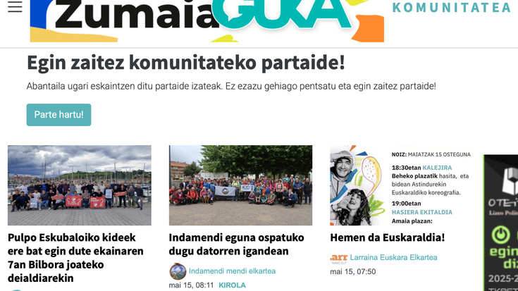 Zumaia Gukaren webguneko komunitatea, berrituta