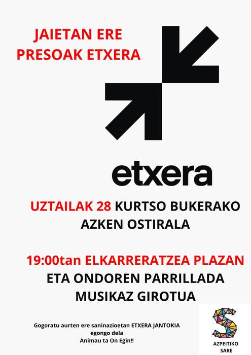 Euskal presoen eskubideen aldeko elkarretaratzea eta parrillada
