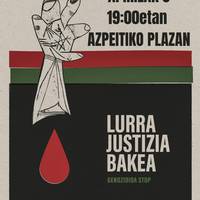 Elkarretaratzea: 'Lurra, justizia, bakea. Genozidioa stop'