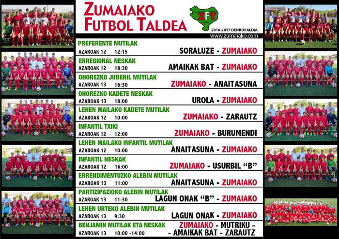 ​Astebukaerako Zumaiako Futbol Taldearen partiduak