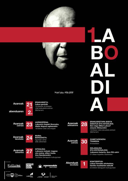 Laboaldia prestatu dute Azpeitian, Mikel Laboaren "unibertso poetiko oparoa erakusteko" egitarauarekin