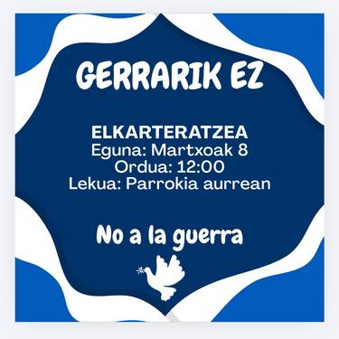 Elkarretaratzea: 'Gerrarik ez'