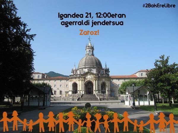 Bertaratu igandean 28 gazte auzipetuei babesa adierazteko Loiolan egingo den agerraldi jendetsura
