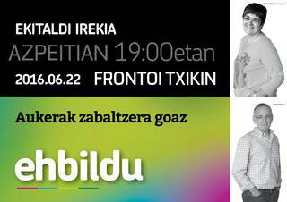 EH Bilduk bozetako ekitaldia egingo du gaur, Frontoi Txikin