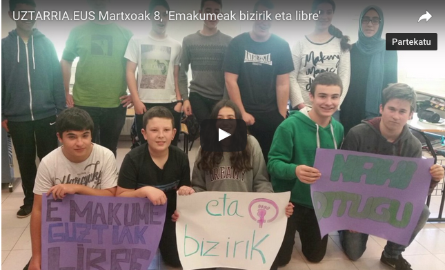 BIDEOA: "Emakumeak bizirik eta libre" nahi dituztela aldarrikatu dute Azpeitiko ikasleek
