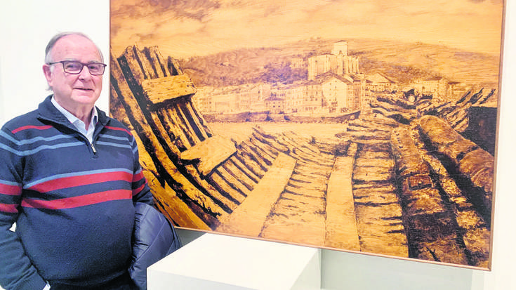 Egurrean paisaiak irudikatzen, argazki zaharrak balira bezala