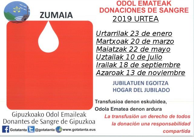2019ko Zumaiako odol ateraketa egutegia