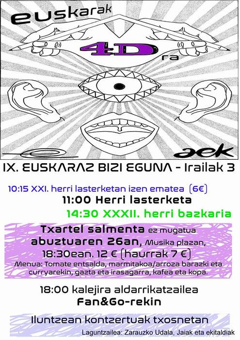Ostiralean jarriko dituzte salgai Euskaraz Bizi Egunerako txartelak