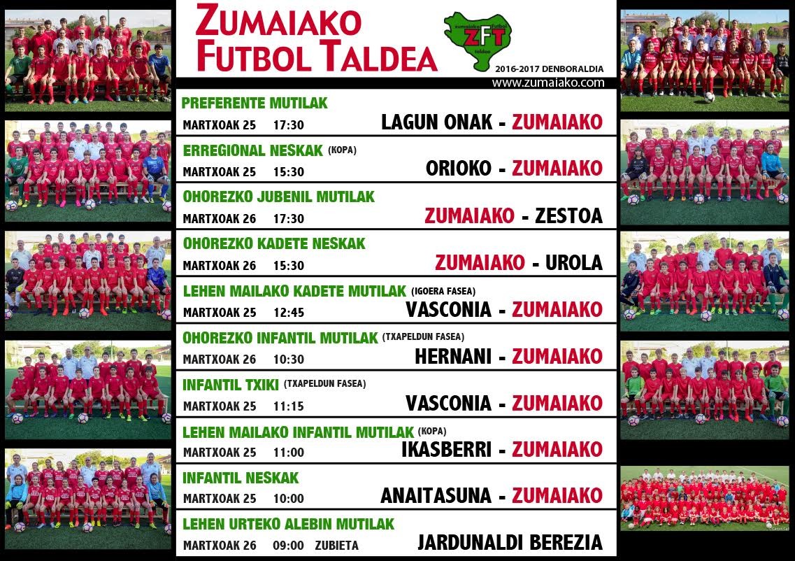 Astebukaerako Zumaiko Futbol Taldearen partiduak 