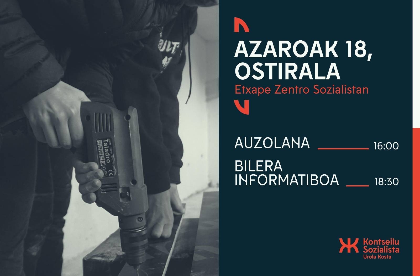 Auzolana eta bilera informatiboa izango dira ostiralean Etxape Zentro Sozialistan