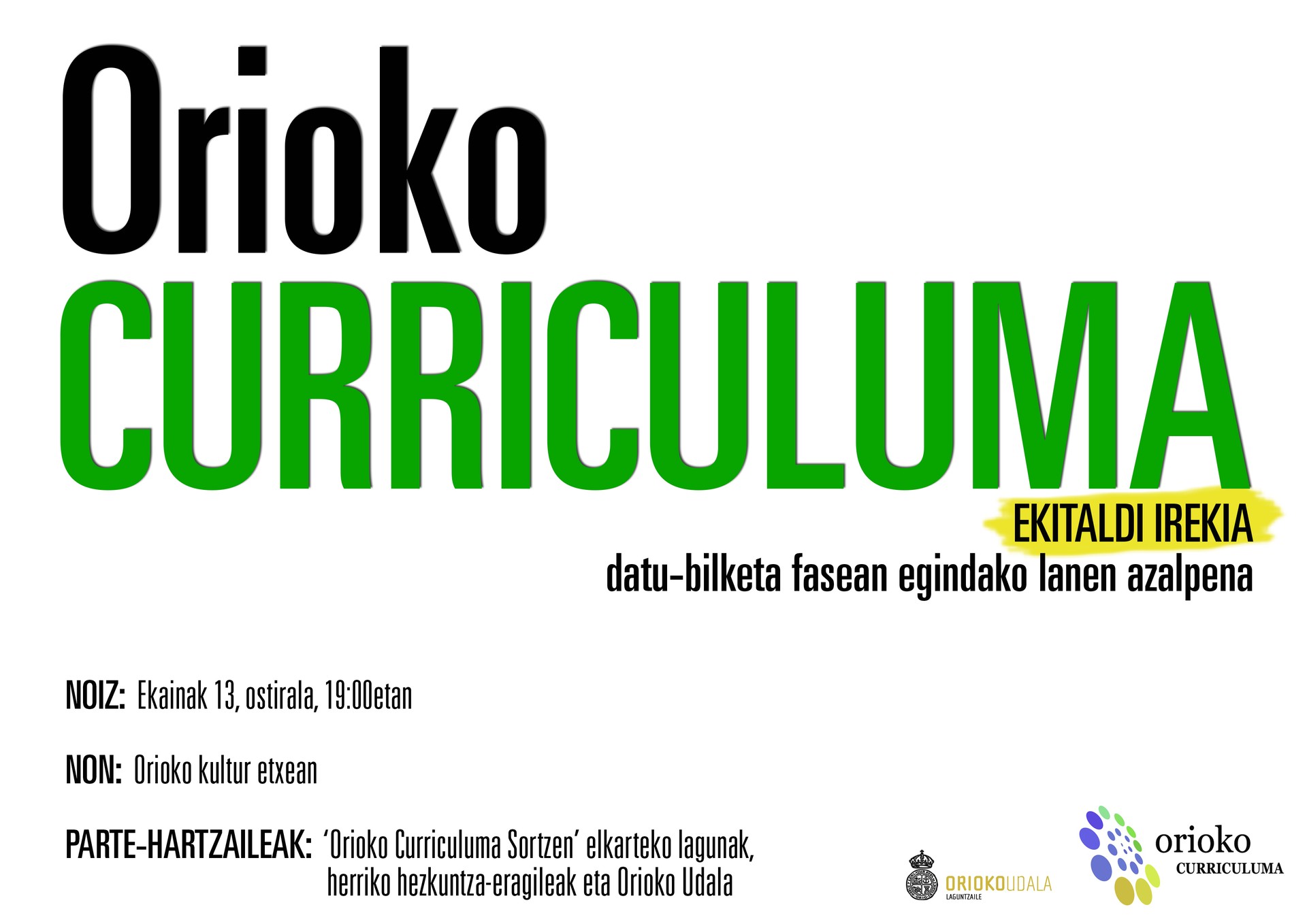 Kartelak: Orioko Curriculumaren bilketa-faseko lan