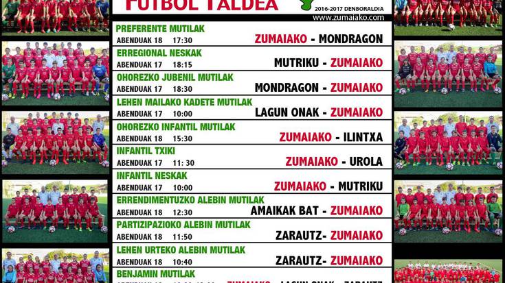 Astebukaerako Zumaiko Futbol Taldearen partiduak:
