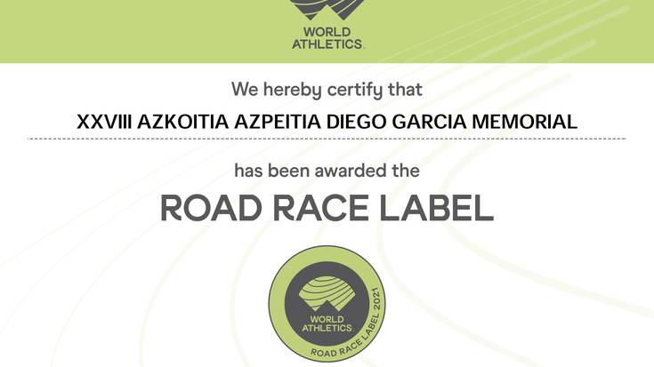 World Athletics erakundearen Road Race Label ziurtagiria jaso du Azkoitia-Azpeitia maratoi erdiak