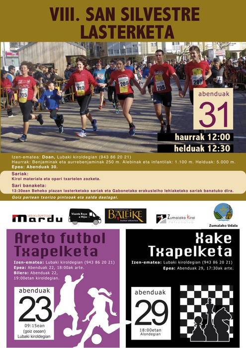 Xake txapelketa eta San Silvestre lasterketa jokatuko dira aste honetan, Zumaian
