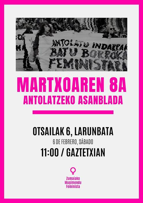 Asanblada egingo da larunbatean M8ko ekitaldiak antolatzeko