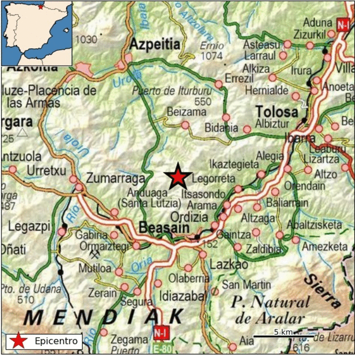 Lurrikara txiki bat izan zen atzo Beizama eta Itsasondo artean