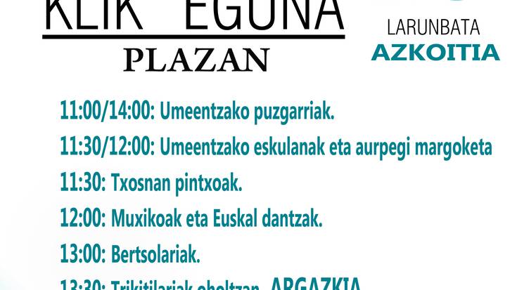 Klik Eguna antolatu du Gure Esku Dagok zapaturako