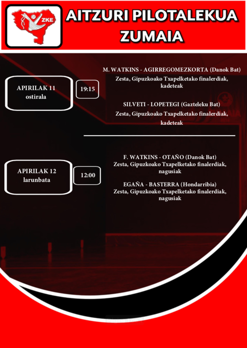 Aste honetako pilota partidak