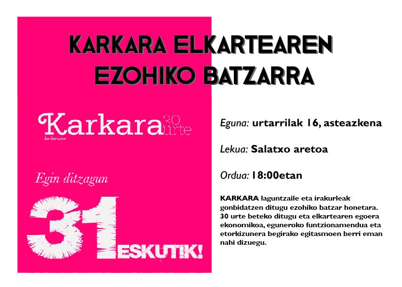 KARKARA elkarteak ezohiko batzarra egingo du datorren asteazkenean