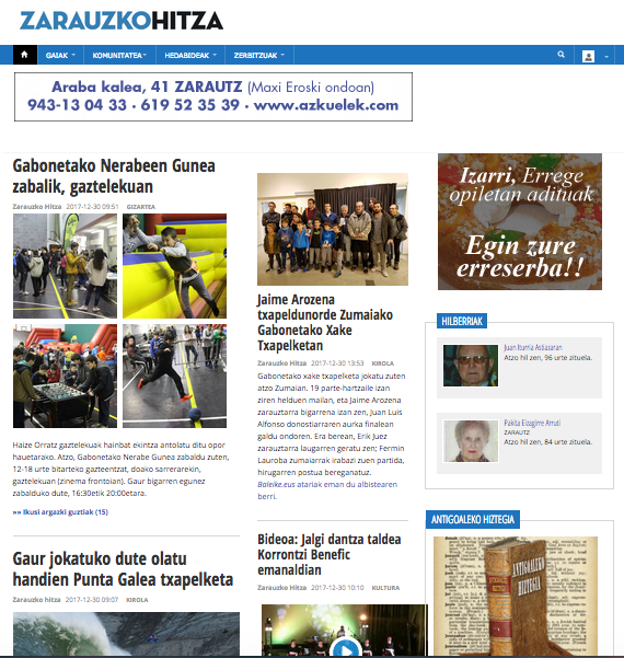 Urteko hamar albiste irakurrienak Zarauzko Hitzan