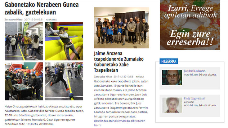 Urteko hamar albiste irakurrienak Zarauzko Hitzan
