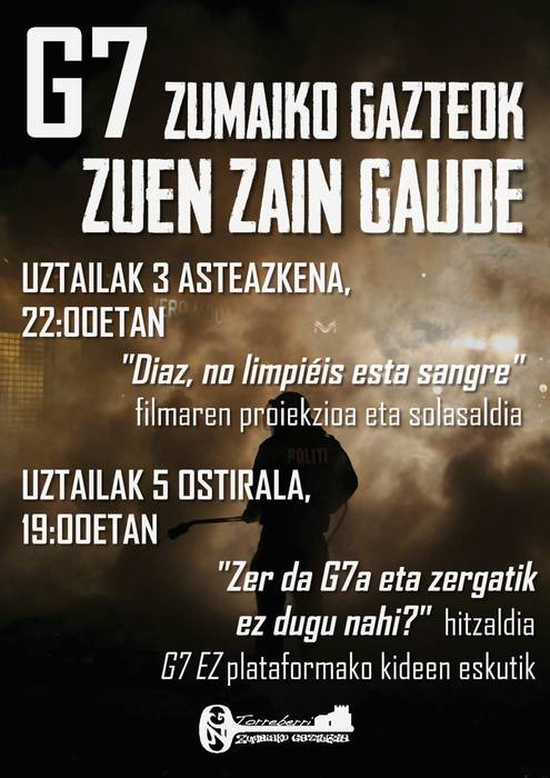 G7aren aurkako ekitaldiak egingo dituzte Torreberri Gaztetxean
