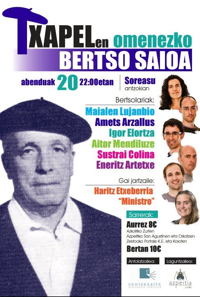 Txapelen omenezko bertso saiorako sarrerak salgai daude dagoeneko