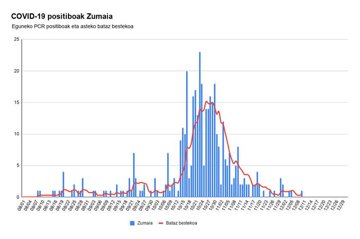 Zumaian kasu bakarra atzeman badute ere, gora egin dute baieztatutako positiboek