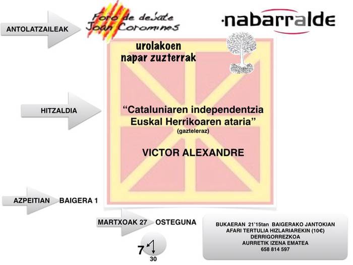 Hitzaldia: Kataluniaren independentzia, Euskal Herrikoaren ataria'