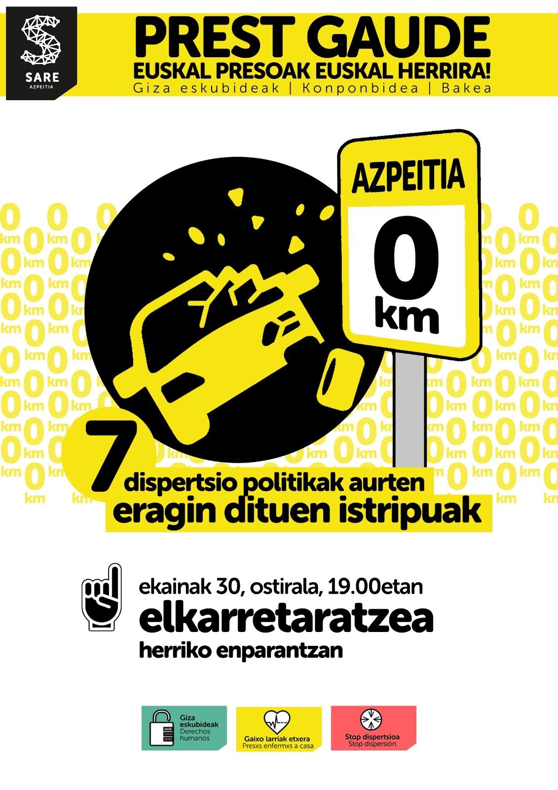 Herritarrak ostiraleko elkarretaratzean parte hartzera deitu ditu Sarek