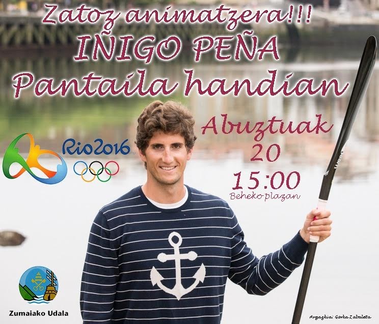 Pantaila handia jarriko da larunbatean Beheko Plazan Iñigo Peñaren estropada jarraitzeko