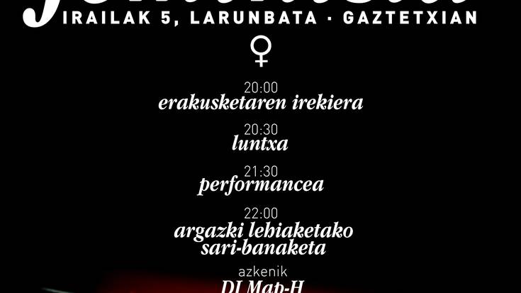 Gaubela feminista egingo da larunbatean Gaztetxean