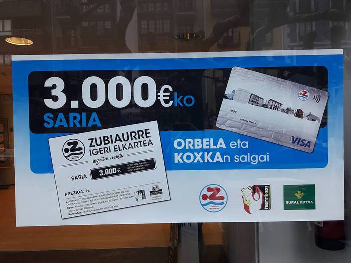 3.000 euroko saria duen zozketa jarri du martxan Zubiaurre Igeri Elkarteak