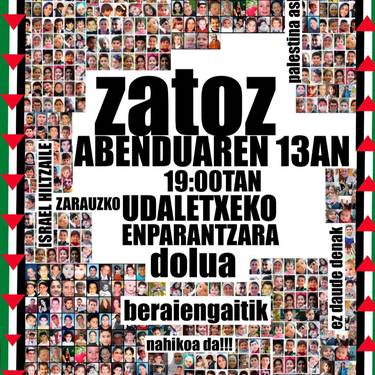 Manifestazioa: Palestinaren alde dolu manifestazioa